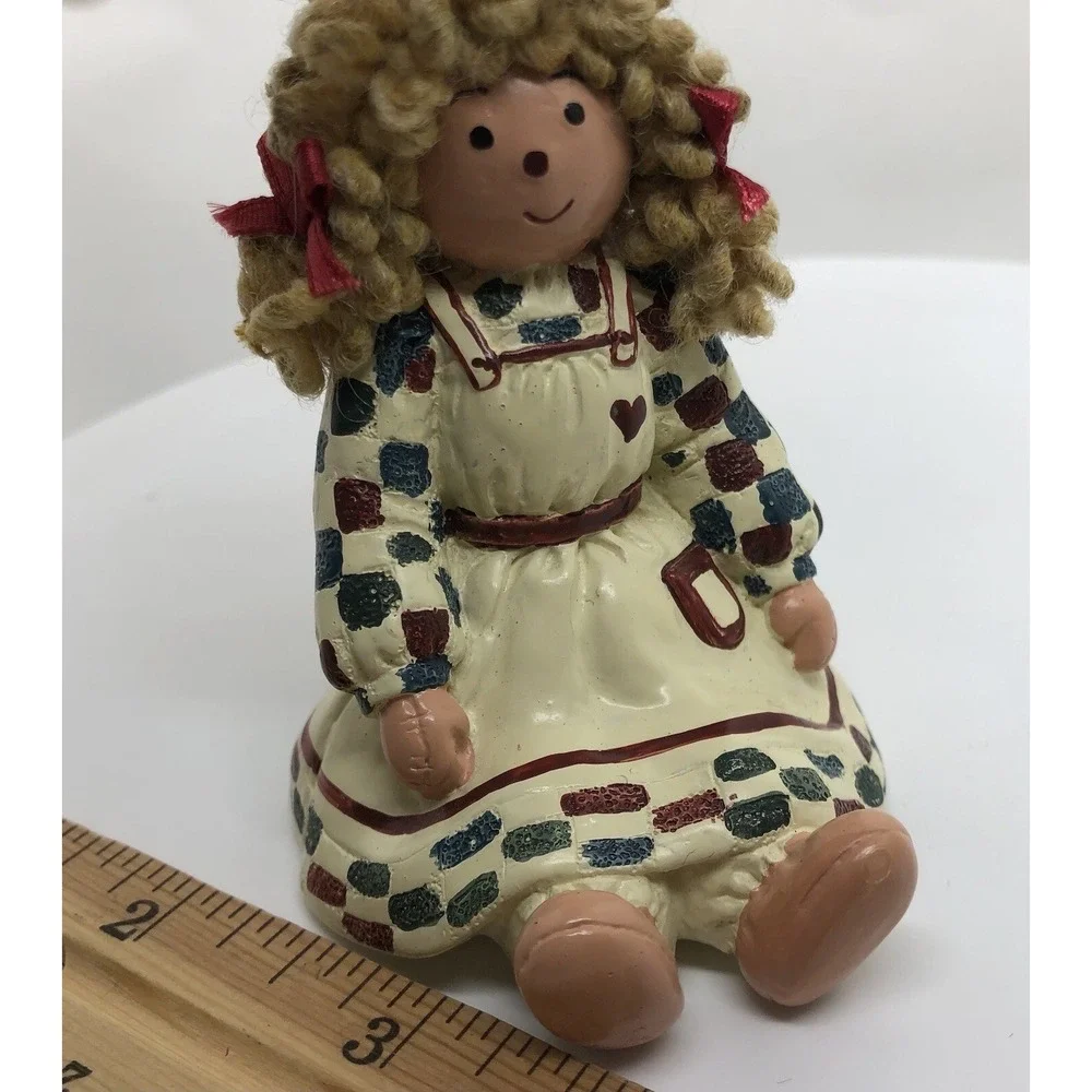 Girl Ornament Raffia Hair Patchwork Dress Christmas Doll 3
